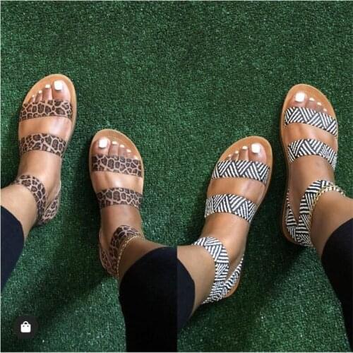 Flat Sandals for Women Cross Tie Ankle Strap Striped Leapard Elastic Band Fashion Casual Outdoor Beach Party Female Ladies Shoes