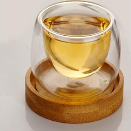 High Borosilicate Heat-resisting Glass Pyrex Double Wall glass miniature teacup transparent in a green tea cup