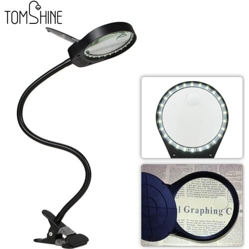 Tomshine LED 3X/10X Magnifying Glass Desk Lamp Magnifier LED Light Reading Lamp Magnifying Lens Illuminated Flexible Table Light