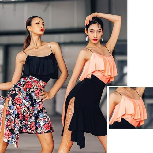 Latin Dance Tops Women Adult Sexy Sling Clothing Professional Rumba Practice Clothes 4 Color Samba Tango Dance Vest DWY5997