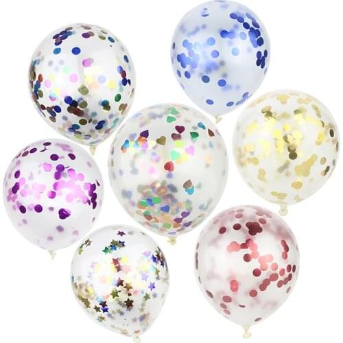 5pcs 12inch Confetti Balloons Clear Latex Balloon for Wedding Decoration Happy Birthday Baby Shower Party Supplies