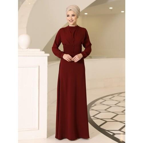 Womens Hijab Dress New Season Islamic Muslim Long Wear Buttoned Crepe Fabric Quality High Quality Made in Turkey