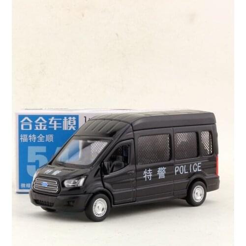 1:52 Scale Ford Transit China police MPV Alloy Pull-back car Diecast Metal Model Car For Collection Friend Children Gift