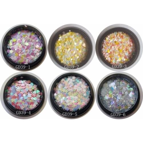 1Jar Cute Hight Quality Mix-Color and Mix-Size Thin Glitter Round Decoration Nail Art Glitter GD39