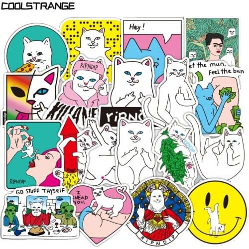 10/30/50Pcs Cute Middle Finger Cat Stickers For Motorcycle Laptop Skateboard Mobile Phone Guitar DIY Manual Album Sticker