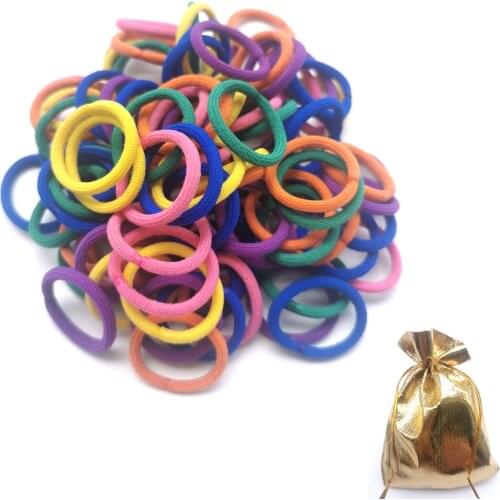 100pcs/Pack Girls Mini Candy Colorful No Crease Hair Stretch Elastic Ponytail Holders Band Hair Accessories for Kids FQ002