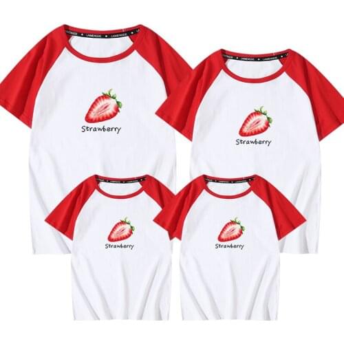 2021 Strawberry Cotton T Shirt Family Matching Clothing Short Sleeves Good Quality Summer Family Clothing Matching Outfits
