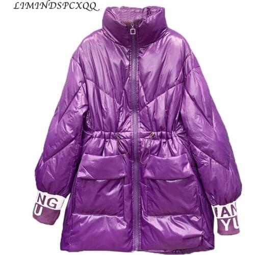 2020 Winter Glossy Bright 90% White Duck Down Jacket Womens Hooded Coat Female Thick Warm Slim Parkas Ladies Feather Down Coats