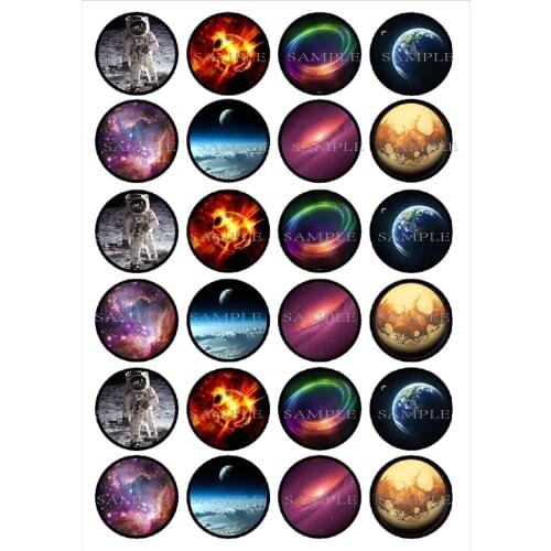 24 Space Edible Cake Topper Wafer Rice Paper Cake Cookie Cupcake Topper Decor Birthday Wedding Cake Decoration Party Supplier