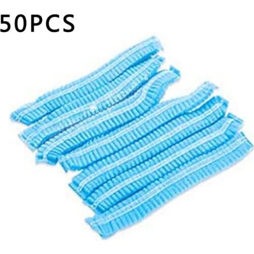 50pcs Headgear Non Woven Fabric Brimless Hat Strip Cap Disposable Headgear For Food Kitchen Dining Living Room Shower