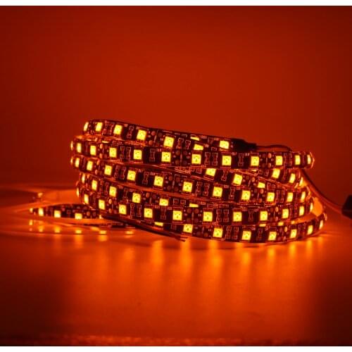 600nm True Orange LED Strip Light 12V DC SMD 5050 1M 2M 4m 5M Waterproof Ribbon 60leds/m black PCB Flexible tape rope lamp 12V