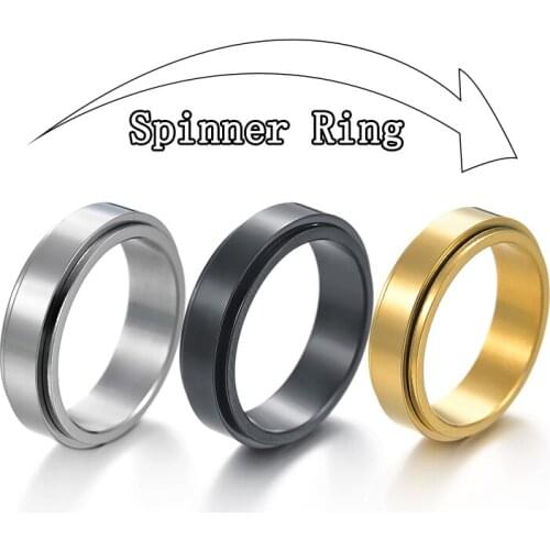 6mm Rotatable Smooth Titanium Steel Electroplating Decompression Rotating Ring Casual Fashion Punk Fine Tuning Cup Union Jewelry