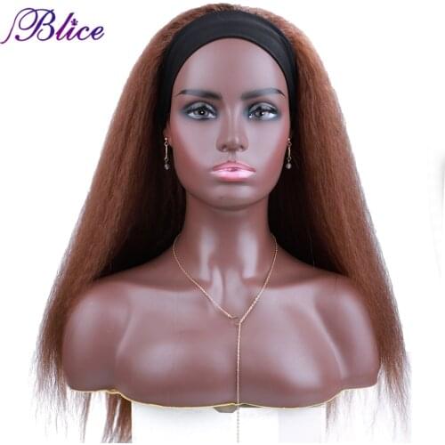Blice Headband Wig Long Synthetic Hair Extensions Kinky Straight Elastic Scarf Wigs Glueless For African American Women