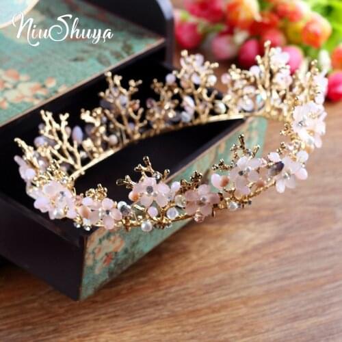 BNiuShuya Baroque Three Layer Dragonfly Bridal Hair Accessories New Wedding HAndmade Pearl Gold Tiaras Crown Bridal Headband