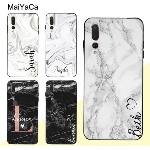 MaiYaCa marble Initials Custom Glitter Monogram Case For Huawei P30 Pro P40 P10 P20 Lite Mate 20 30 10 Lite P Smart 2019 Z Coque