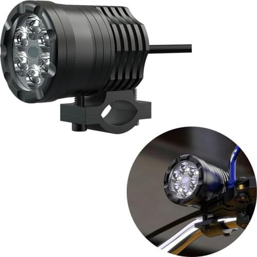 Black 12-80V Motorcycle Front Spotlight Auxiliary LED Lights Lamp Bulbs Accessories Universal
