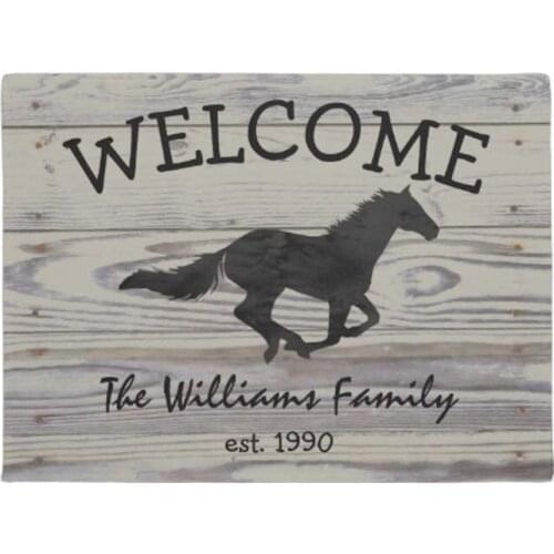 Rustic Wood Galloping Horse Watercolor Silhouette Doormat Home Decoration Entry Non-slip Door Mat Rubber Washable Floor Home Rug