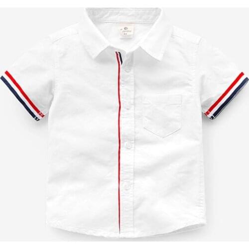 Childrens clothes boys short sleeve shirt Children of pure cotton and linen collar shirt with short sleeves