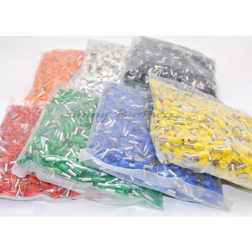E2508 1000PCs AWG 14 / 2.5mm2 Wire Copper Crimp Connector Insulated Ferrule Pin Cord End Terminal