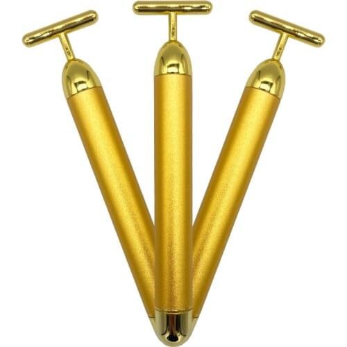 Energy Beauty Bar Slimming Face 24k Gold Vibration Facial Beauty Roller Massager Stick Lift Skin Tightening Wrinkle Bar Skin Car