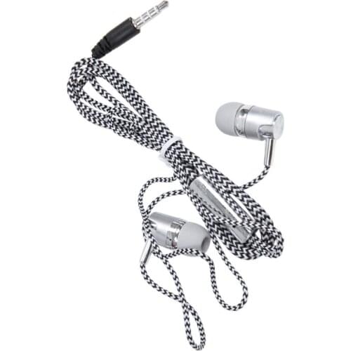 H-169 3.5mm MP3 MP4 Wiring Subwoofer Braided Cord, Universal Music Headphones with Wheat Wire Control(Silver)
