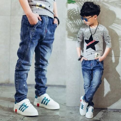 Cotton Kids Boys Pants Trousers 2 To 14 Y Children Boys Jeans Pants Kids Denim Pants Spring Autumn Casual Elastic Waist Pants