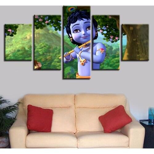 Cartoon little buddha 5 pcs Modern Home Wall Decor Canvas Picture Art HD Print Painting On Canvas for Living Room