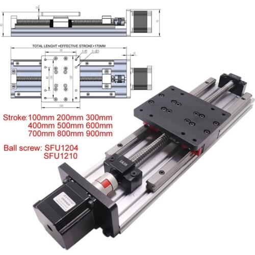 NEMA23 Linear Module Ball Screw SFU1204 SFU1210 Linear Guides HGH15 HIWIN 2.8A 56mm Stepper Motor Stroke 100-900MM Plum Coupling