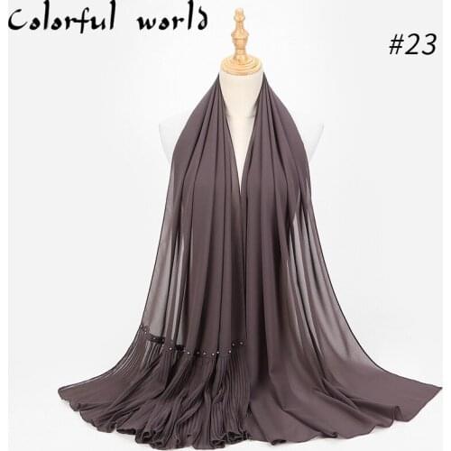 Muslim Scarf Women Plain Bubble Chiffon Hijab Scarf Head Wraps Soft Long Muslim Head Scarf Georgette Scarves Hijab pleated shawl