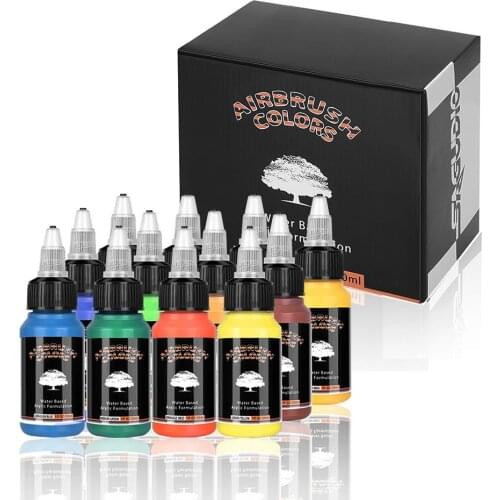 SAGUDIO Acrylic Airbrush Paint Sets 12 x 30ml Ready to Airbrush Water Based Waterproof Quick Drying for Model Hobby, Shoes, Wall
