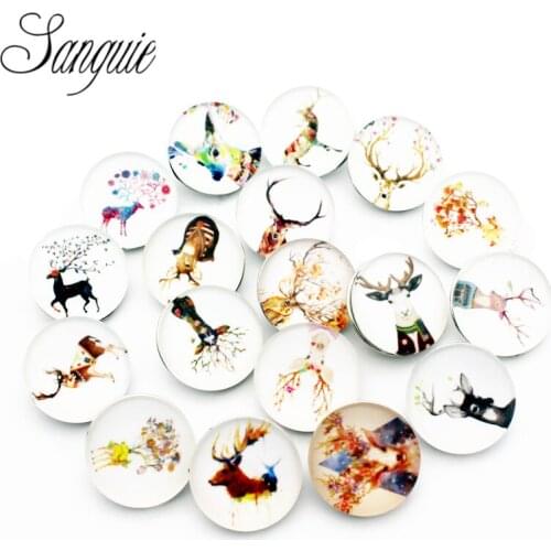Newest 12pcs/lot Animal glass Bangles snap jewelry 18mm snap buttons deer leather clasp snap button bracelet