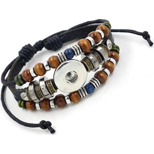 Newest 18mm Snap Button Retro PU leather bracelet Female Sterling Jewelry watches women one direction mens DIY jewelry