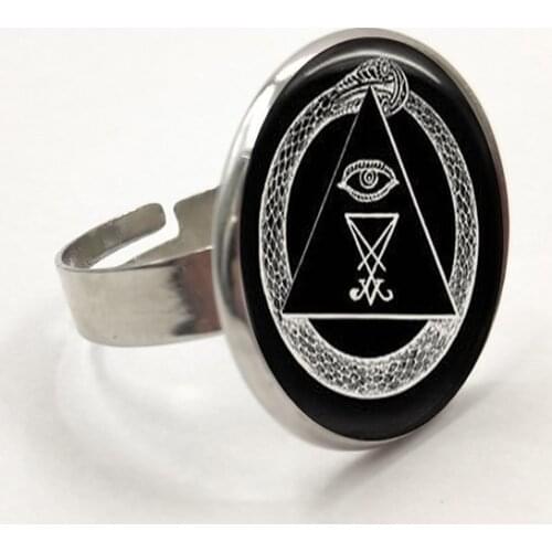 New Arrival Illuminati ring Satanism Satanic Baphomet Freemason Lilith Pentagram ring Art Photo ring