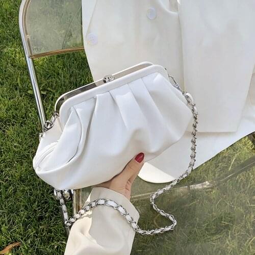 Solid color Pleated Cloud bag 2020 New High-quality PU Leather Womens Designer Handbag Chain Shoulder Messenger Bag