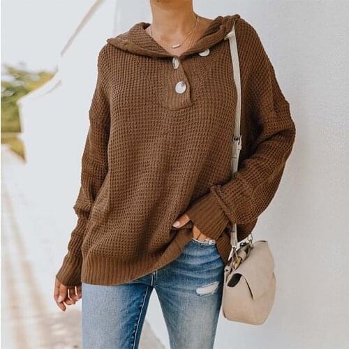 Autumn Solid Hooded Sweater 2021 Women Fashion Long Sleeve Strretwear Casual Knitted Pullover Female Jumpers Oversize Hoodies