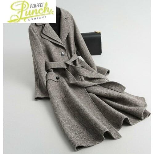 Women Long Wool Coat Double-sided Korean Tweed Jacket Spring Autumn Ladies Coats 2021 Abrigos Mujer Elegante KQN48078-1 KJ2426