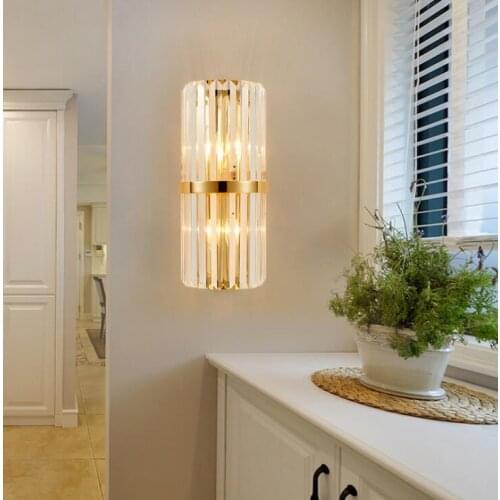 Postmodern minimalist creative wall lamp Hong Kong style light luxury living room bedroom bedside designer crystal wall lamp