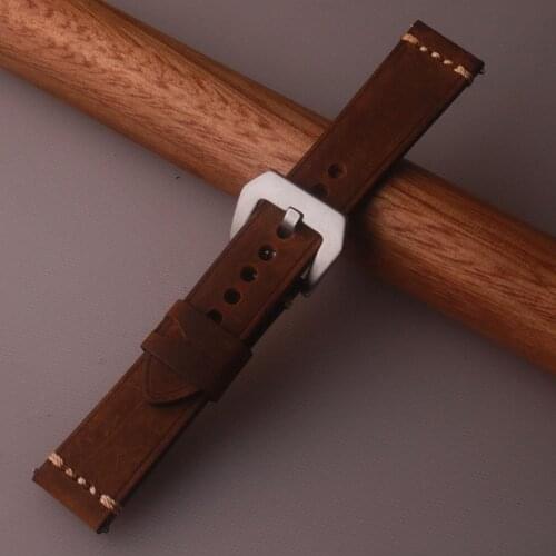 22mm Dark BrownCrazy Horse Genuine Leather Strap For Samsung Galaxy Watch 46mm Gear S3 Frontier Classic Quick Release Watchband