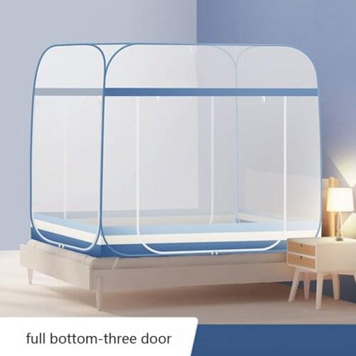 Folding Mosquito Net For Adult Double Bed Free Installation Square Bed Tent Fall Protection 3 Door Full Bottom Anti-Mosquito Ne