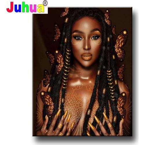 African women full diamond 5D DIY diamond painting kit diamond cross stitch round crystal rhinestone embroidery home art craft