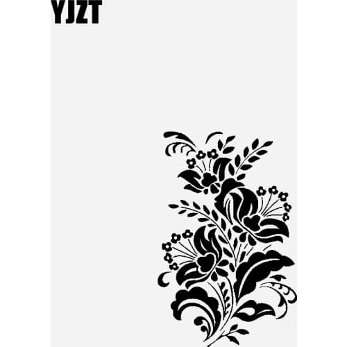 YJZT 11.4CM*17.6CM Flower Creative Design And Decoration Car Sticker Vinyl Decal Black/Silver C23-0733