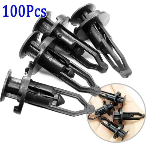 Push-type Fastener Clips Rear 100pcs 9mm Accessory Black Bumper Car Clamp Cover Decor
