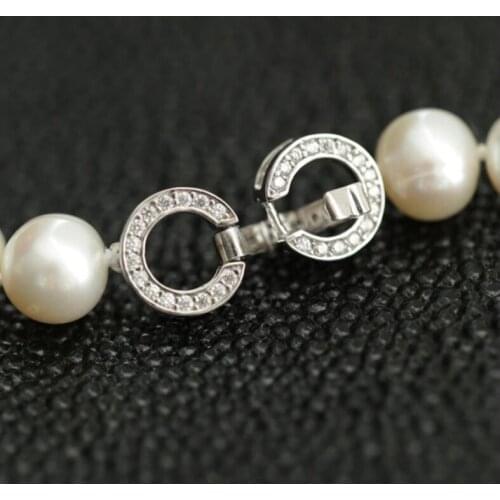 Hot sell 8-9mm 80cm white natural freshwater pearl necklace long sweater chain inlay zircon accessories fine jewelry