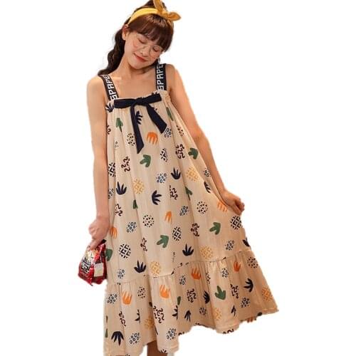 Womens Pajamas Nightgown Dress Pajamas womens Sleeveless Cartoon Pajamas Loose Pajamas Casual Pajamas Womens Home Clothes