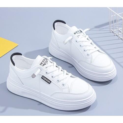 Tenis Feminino 2021 Autumn Sneakers Women Shoes Flats Tennis Shoes Summer Lace-Up Leather Breathable Female Zapatillas Mujer