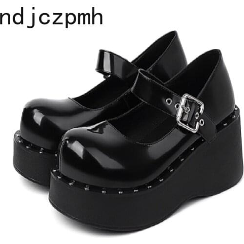 Shoes Women Fashion Japanese Style Mary Jane Shoes Women Vintage Girls High Heel Platform Shoes College Student Big Size 34-43