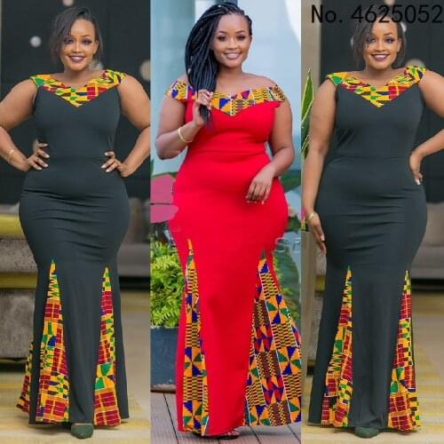 Spring and Autumn African Women Sleeveless Printing Polyester Plus Size Long Dress Maxi Dress African Clothes Women 6XL