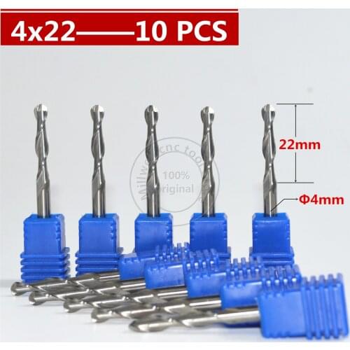 10 PCS-4mm*22mm,Freeshipping,CNC machine insert router bit,solid carbide milling cutter,2 flutes ball nose end mill
