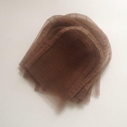 10pcs Swiss Lace Net Base For Making Lace Top Closure 4*4 Size Brown Color