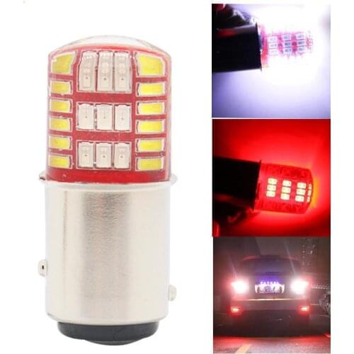 2PC LED 3014 LED 42 SMD Bulbs For Car Tail Brake Lights Auto Turn Signal Lamp Bulb White+Red Automobile Car Brake Light 80W